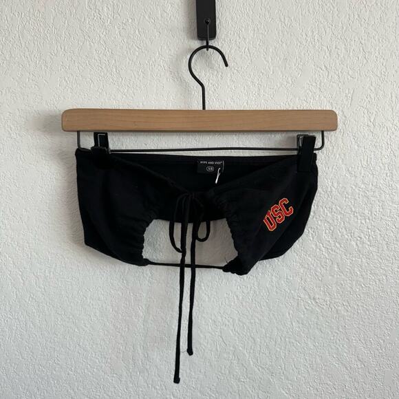 Hype And Vice USC Slam Dunk Top Crisscross Lace-Up Halter Tie Neck Bra Black XS - Picture 7 of 12